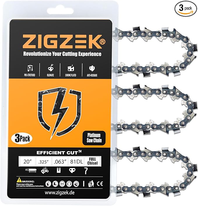 20" Chainsaw Chain 26RS 81 Fits Stihl (PRE 2023 .063" Gauge) MS291, MS271 Farm Boss, MS290,MS261-36390050081, V81 .325"-.063"-81DL (3 Chains)